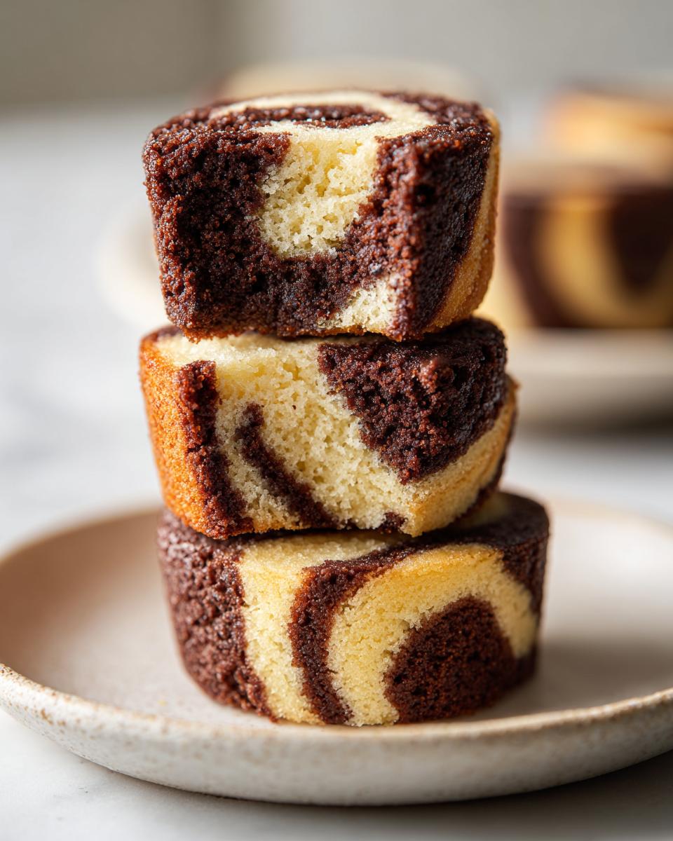 Three stacked slices of chocolate and vanilla pinwheel cookies showing the beautiful swirl pattern.