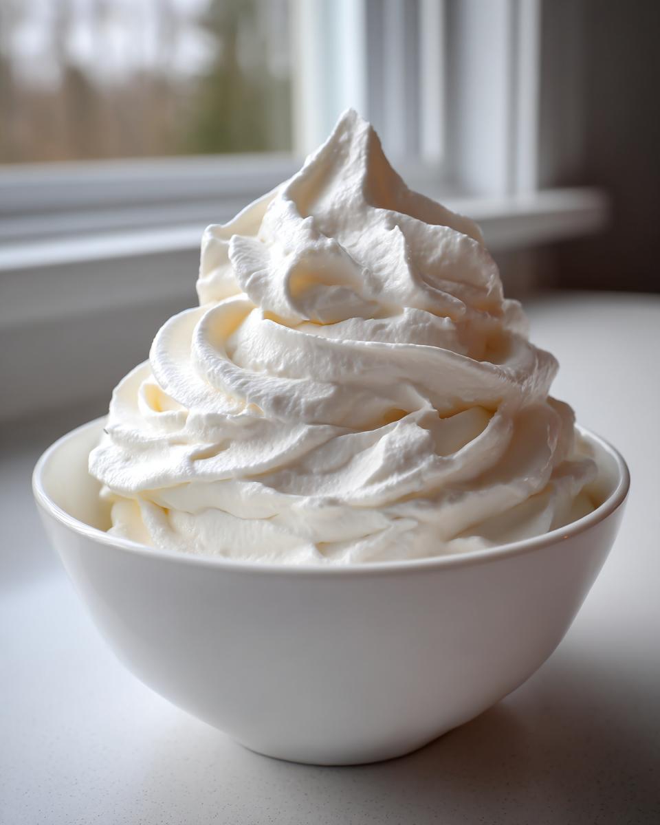 A bowl filled with perfectly piped, stiff white peaks of royal icing recipe mixture.