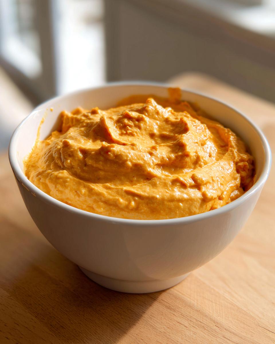 A white bowl filled with thick, vibrant orange beer cheese dip, sitting on a wooden surface.