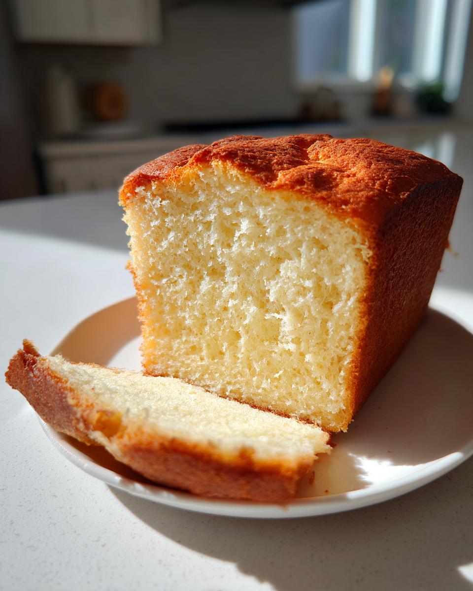 A thick slice of soft, fluffy condensed milk bread with a golden crust, served on a white plate.